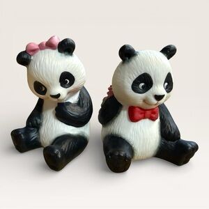 Vintage 1990 Avon Panda Sweetheart Porcelain Figurine Set